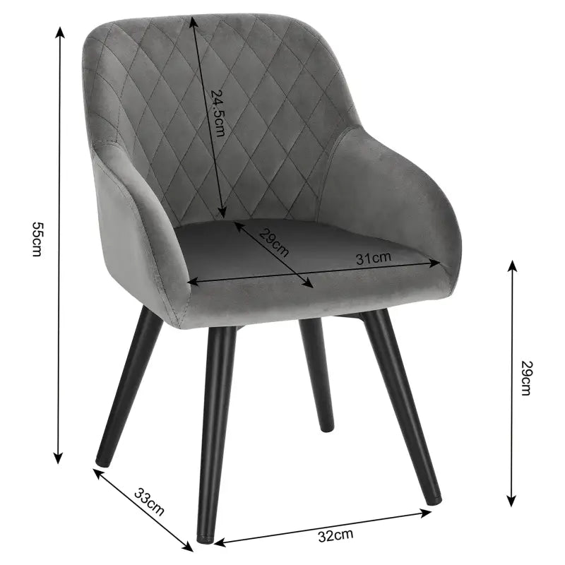 BukkitBow – Kinderstoel Velours en Metaal – Grijs – Ergonomisch en Stevig – 37.5x38x55 cm