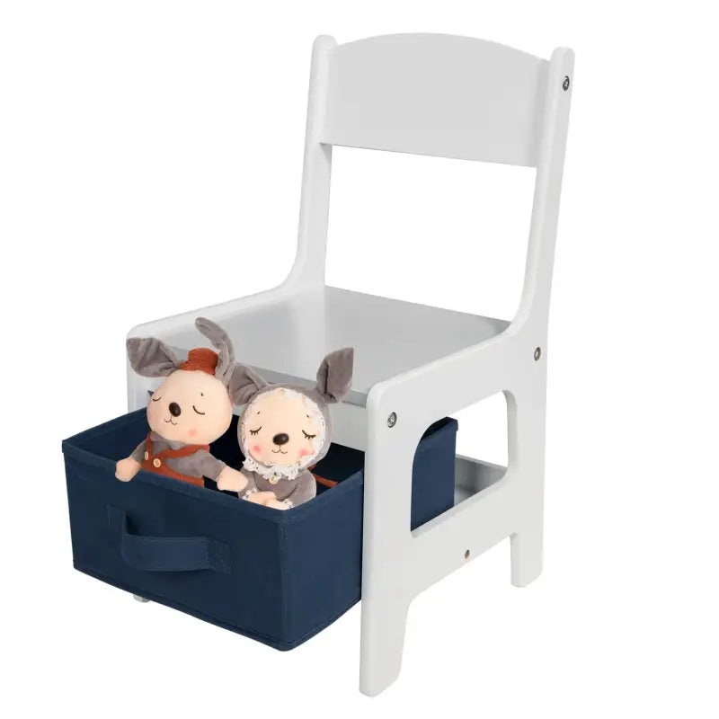 BukkitBow - Kindertafel met Stoelen - Kinder meubelset met Omkeerbare Tafelblad - Inclusief Opbergmanden - Dubbelzijdig Bord - Tafel: 60x60x48cm