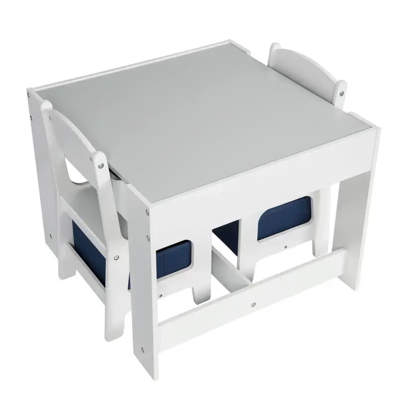 BukkitBow - Kindertafel met Stoelen - Kinder meubelset met Omkeerbare Tafelblad - Inclusief Opbergmanden - Dubbelzijdig Bord - Tafel: 60x60x48cm