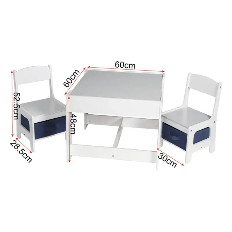 BukkitBow - Kindertafel met Stoelen - Kinder meubelset met Omkeerbare Tafelblad - Inclusief Opbergmanden - Dubbelzijdig Bord - Tafel: 60x60x48cm