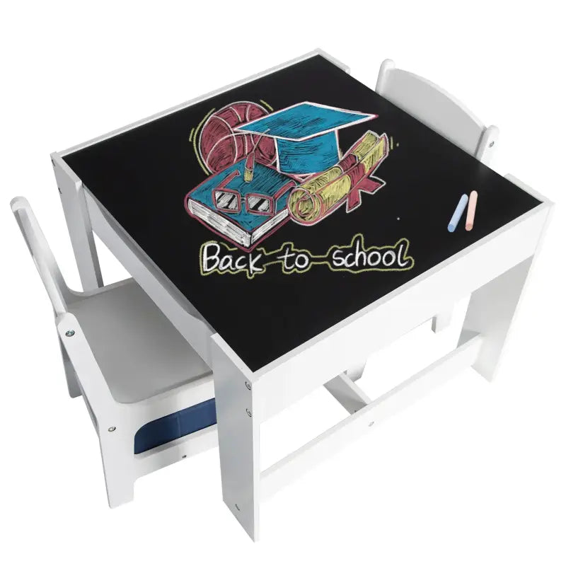 BukkitBow - Kindertafel met Stoelen - Kinder meubelset met Omkeerbare Tafelblad - Inclusief Opbergmanden - Dubbelzijdig Bord - Tafel: 60x60x48cm