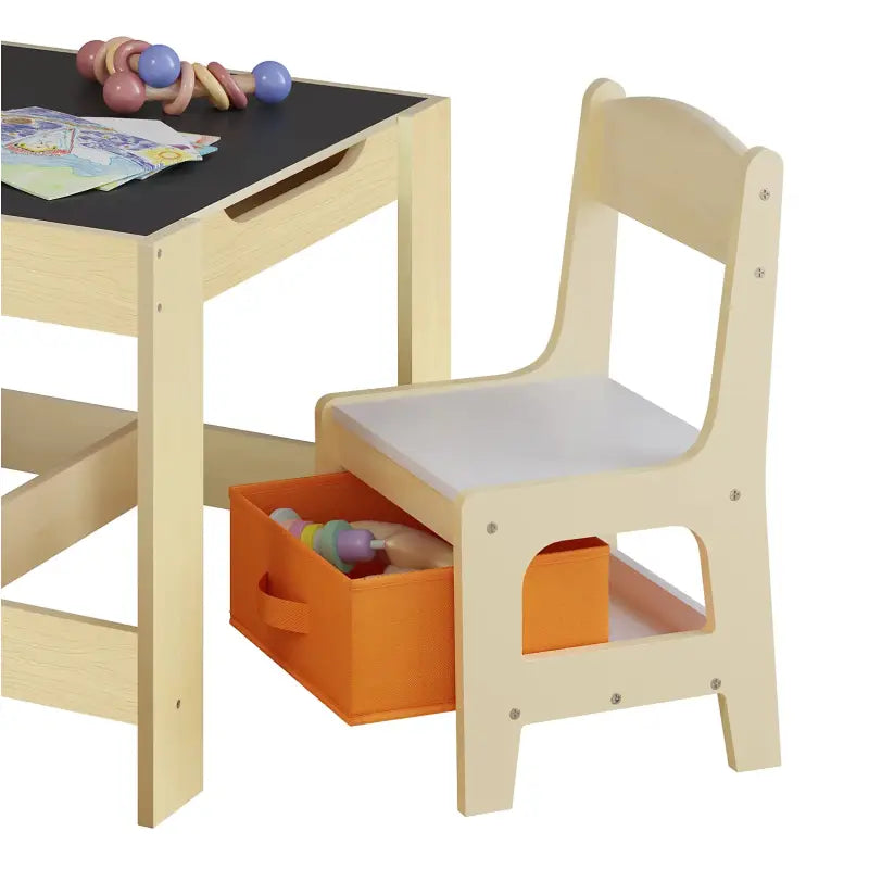 BukkitBow - Kindertafel met Stoelen - Kindermeubelset - Duurzaam en Veilig Ontwerp Inclusief Opbergmanden - Tafel: 60x60x48cm