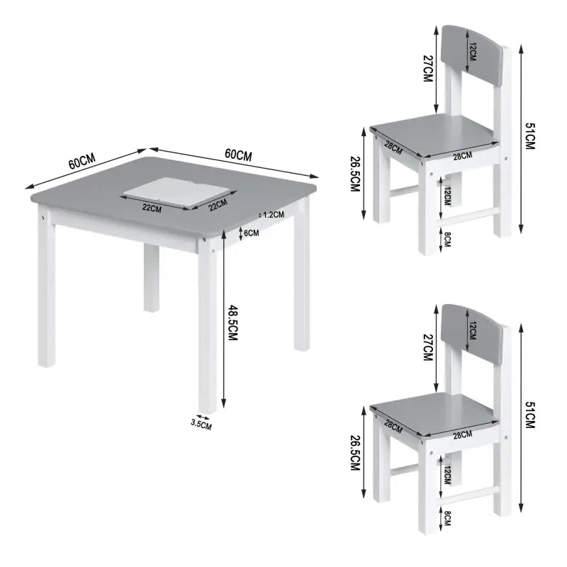 BukkitBow - Kindertafel met Stoelen / Kindermeubelset met Omkeerbare Bouwplaat - Inclusief Opbergruimte - Makkelijk Schoonmaken - Tafel: 60x48x60cm