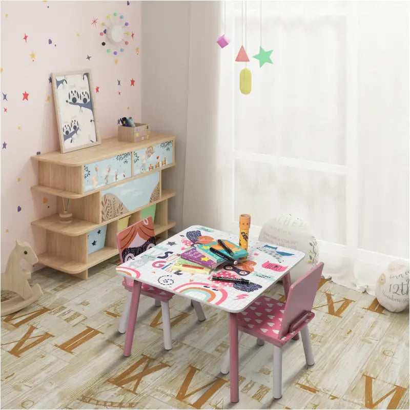 BukkitBow - Kindertafel met Stoelen / Kindermeubelset - Roze Tafel - Ideaal voor Spelen en Leren - Tafel: 60x44x60cm