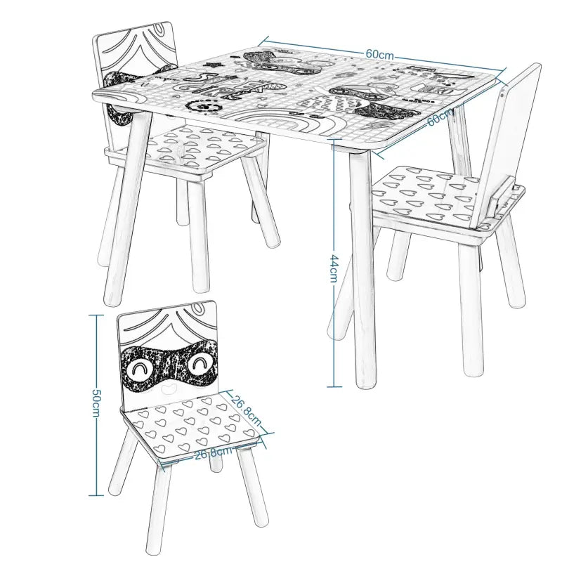 BukkitBow - Kindertafel met Stoelen / Kindermeubelset - Roze Tafel - Ideaal voor Spelen en Leren - Tafel: 60x44x60cm