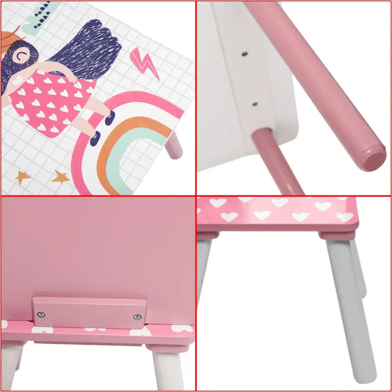 BukkitBow - Kindertafel met Stoelen / Kindermeubelset - Roze Tafel - Ideaal voor Spelen en Leren - Tafel: 60x44x60cm