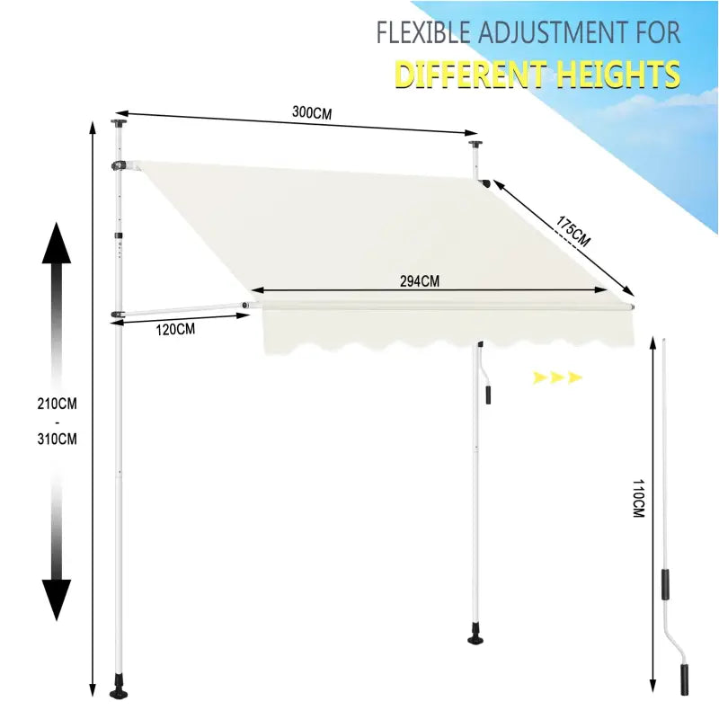 BukkitBow - Klemluifel / Muur Luifel - Polyester met PA Coating - UV-bescherming - Verstelbaar Hoogte- en Kantelhoekbereik