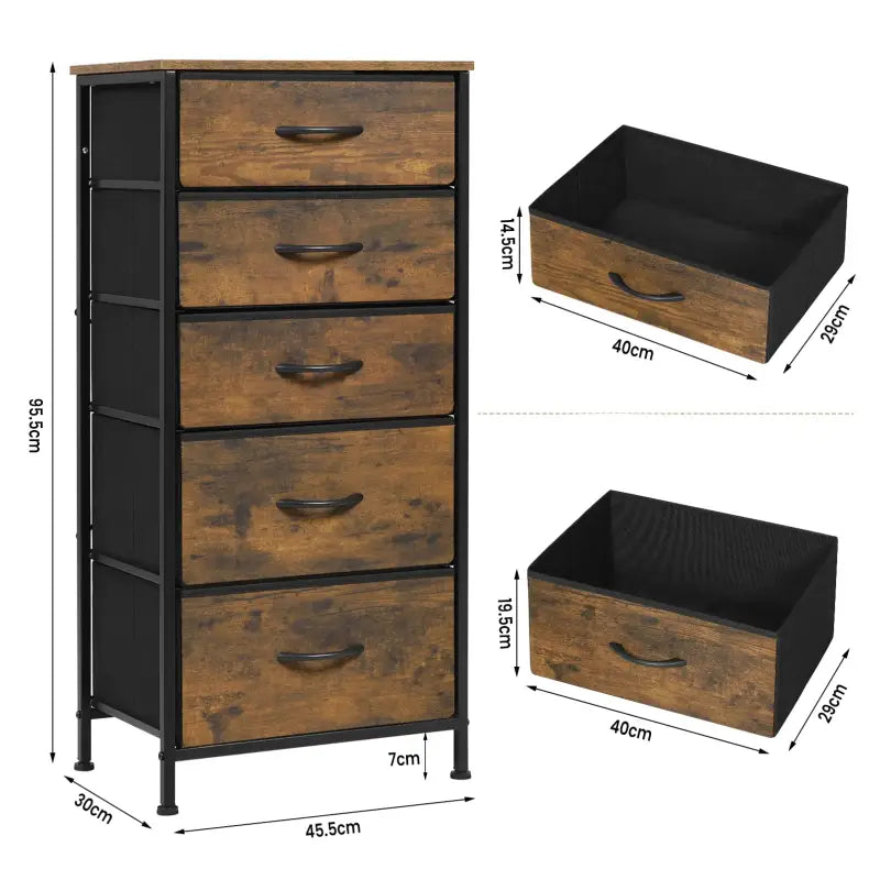 BukkitBow - Ladekast - Gefabriceerd Hout - 5 Stoffen Lades - Lichtgewicht - Stabiel - Multifunctioneel
