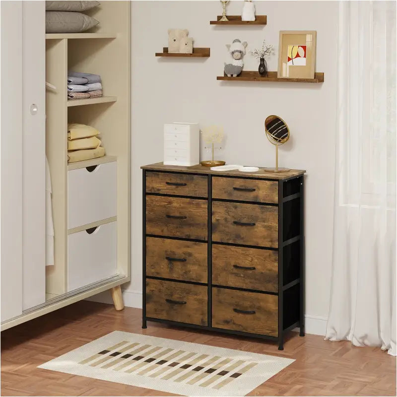BukkitBow - Ladekast - Gefabriceerd Hout en Metaal - 8 Stoffen Lades - Industrieel - Multifunctioneel