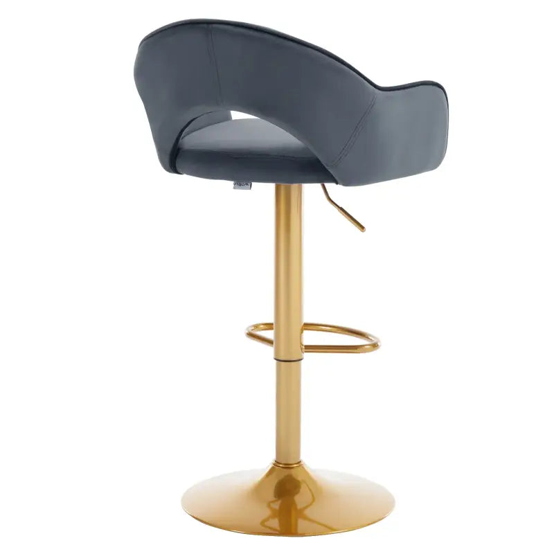 BukkitBow - Luxe Barkrukken - Barkruk met Rugleuning en Voetensteun - Barkruk van Velvet/Fluweel - met Gouden Onderstel - Set van 2 Stuks