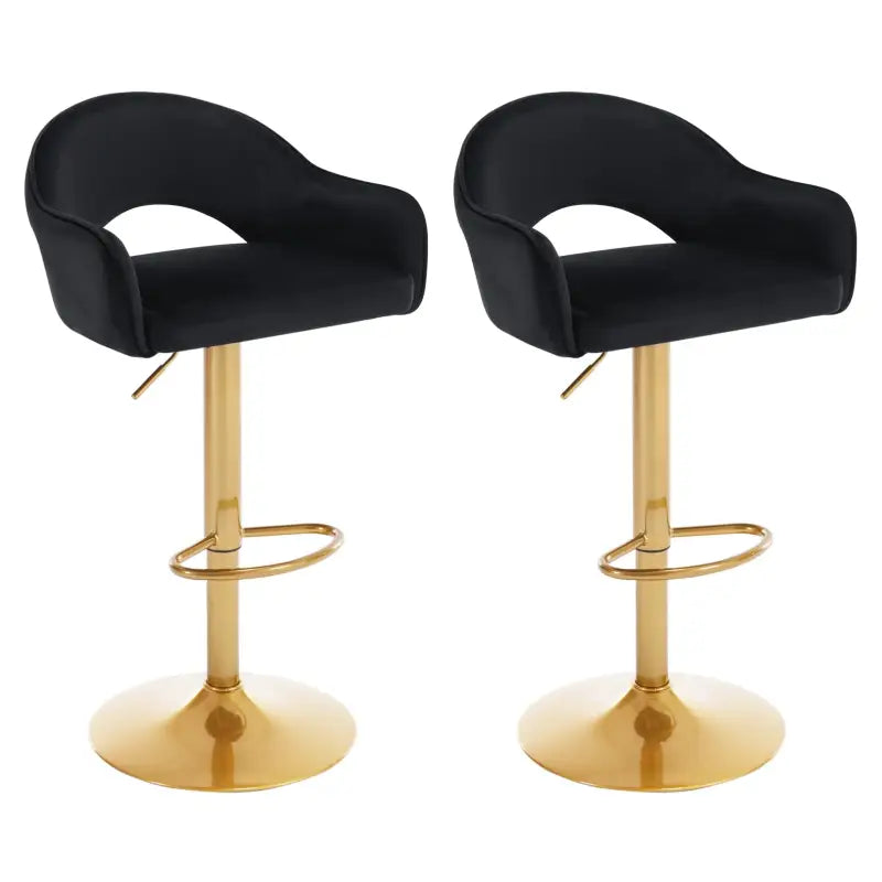 BukkitBow - Luxe Barkrukken - Barkruk met Rugleuning en Voetensteun - Barkruk van Velvet/Fluweel - met Gouden Onderstel - Set van 2 Stuks