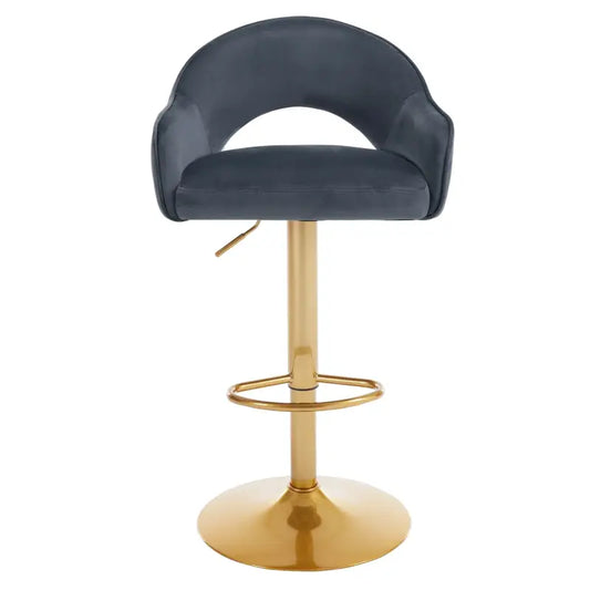 BukkitBow - Luxe Barkrukken - Barkruk met Rugleuning en Voetensteun - Barkruk van Velvet/Fluweel - met Gouden Onderstel - Set van 2 Stuks