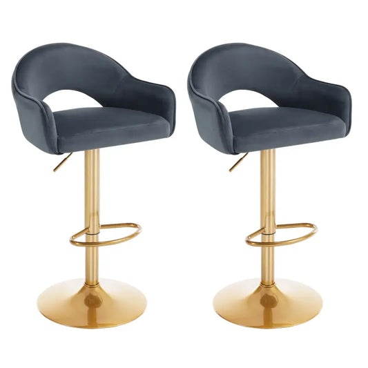 BukkitBow - Luxe Barkrukken - Barkruk met Rugleuning en Voetensteun - Barkruk van Velvet/Fluweel - met Gouden Onderstel - Set van 2 Stuks
