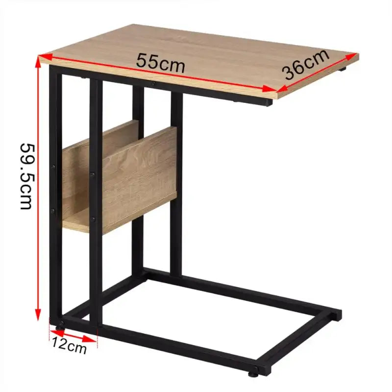 BukkitBow - Luxe Bijzettafel / Koffietafel - met Opslagruimte - Metalen Frame - Geschikt voor Laptop - 60CM Hoog
