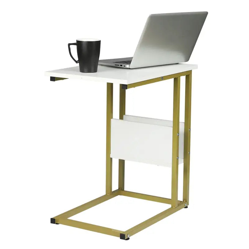 BukkitBow - Luxe Bijzettafel / Koffietafel - met Opslagruimte - Metalen Frame - Geschikt voor Laptop - 60CM Hoog