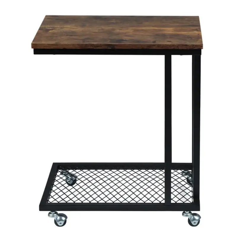BukkitBow - Luxe Bijzettafel / Koffietafel op Wielen - met Metalen Frame - Geschikt voor Laptop (60CM Hoog)