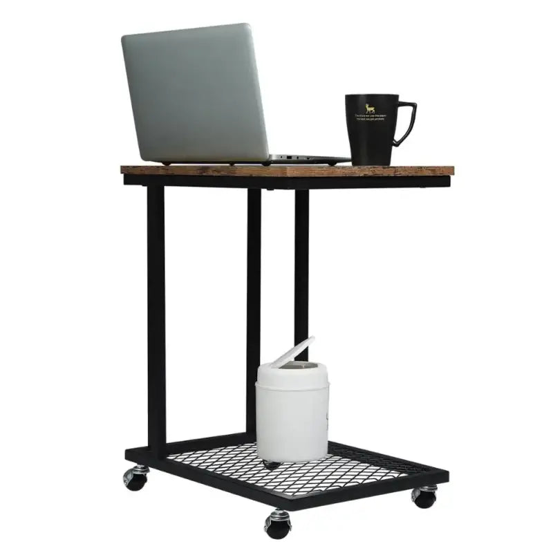 BukkitBow - Luxe Bijzettafel / Koffietafel op Wielen - met Metalen Frame - Geschikt voor Laptop (60CM Hoog)