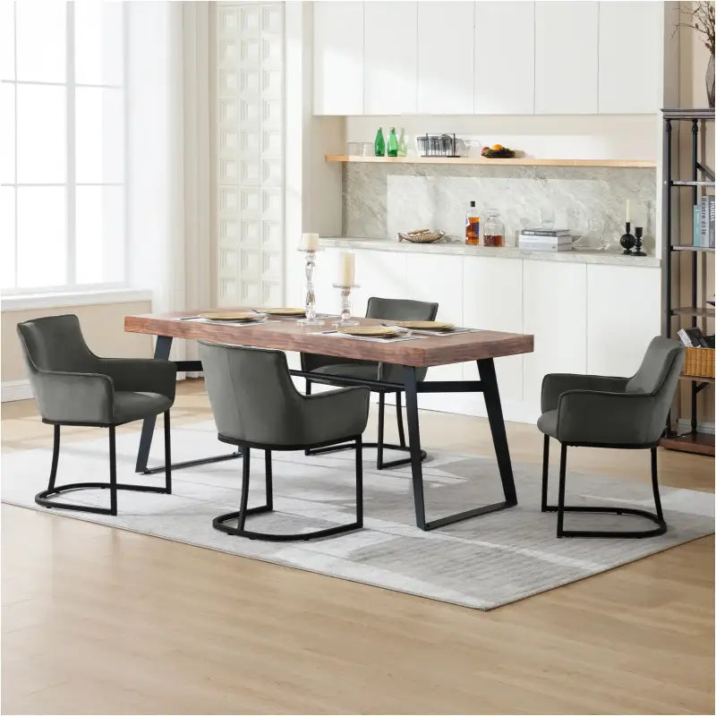 BukkitBow - Luxe Eetkamerstoel/Fauteuil van Fluweel - met U-vormige Metalen Onderstel - Comfortabel en Multifunctioneel - Zithoogte: 46,5 cm