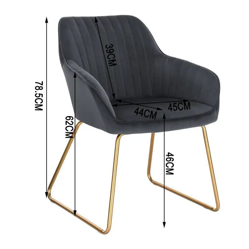 BukkitBow - Luxe Eetkamerstoelen - Comfortabel Velours Zitje - van Fluweel of Kunstleer - Sterke Metalen Poten - Multifunctioneel - Zithoogte: 46CM
