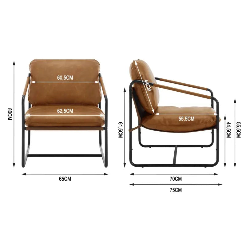 BukkitBow - Luxe Fauteuil - Faux Leer met Metaal - Luxe Design - 65x80x75cm
