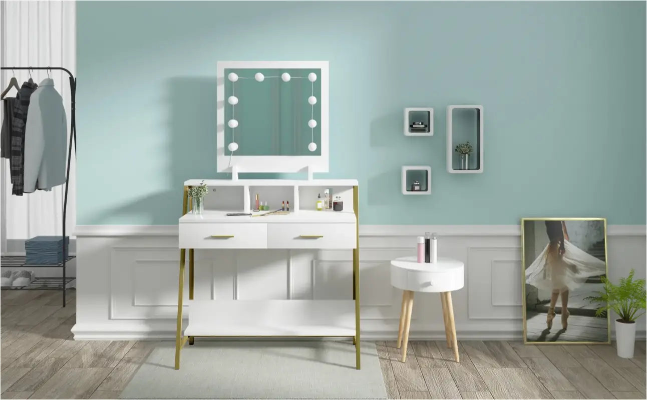 BukkitBow - Luxe Kaptafel met LED-Spiegel - Inclusief Opbergruimte en 2 Lades
