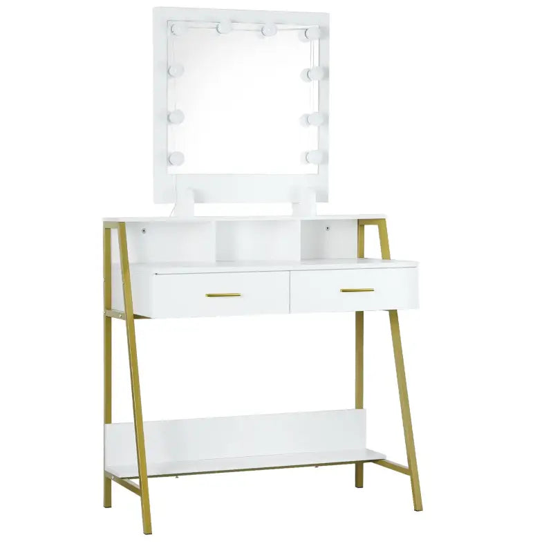 BukkitBow - Luxe Kaptafel met LED-Spiegel - Inclusief Opbergruimte en 2 Lades