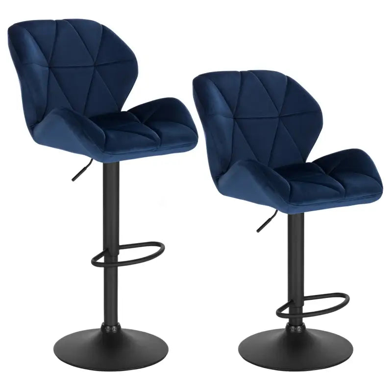 BukkitBow - Luxe Set Barkrukken van Fluweel of Lederen - met Rugleuning en Mini Armleuning - Draaibaar en met Voetensteun - (60 - 82CM Zithoogte)