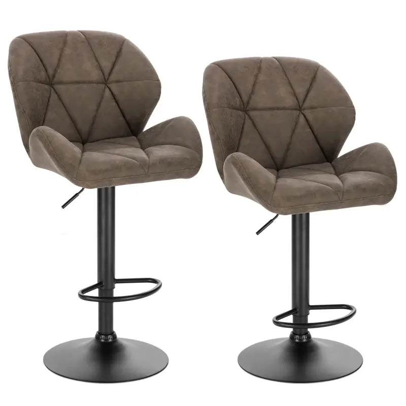 BukkitBow - Luxe Set Barkrukken van Fluweel of Lederen - met Rugleuning en Mini Armleuning - Draaibaar en met Voetensteun - (60 - 82CM Zithoogte)