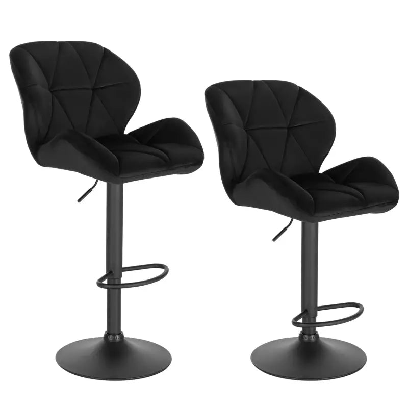 BukkitBow - Luxe Set Barkrukken van Fluweel of Lederen - met Rugleuning en Mini Armleuning - Draaibaar en met Voetensteun - (60 - 82CM Zithoogte)