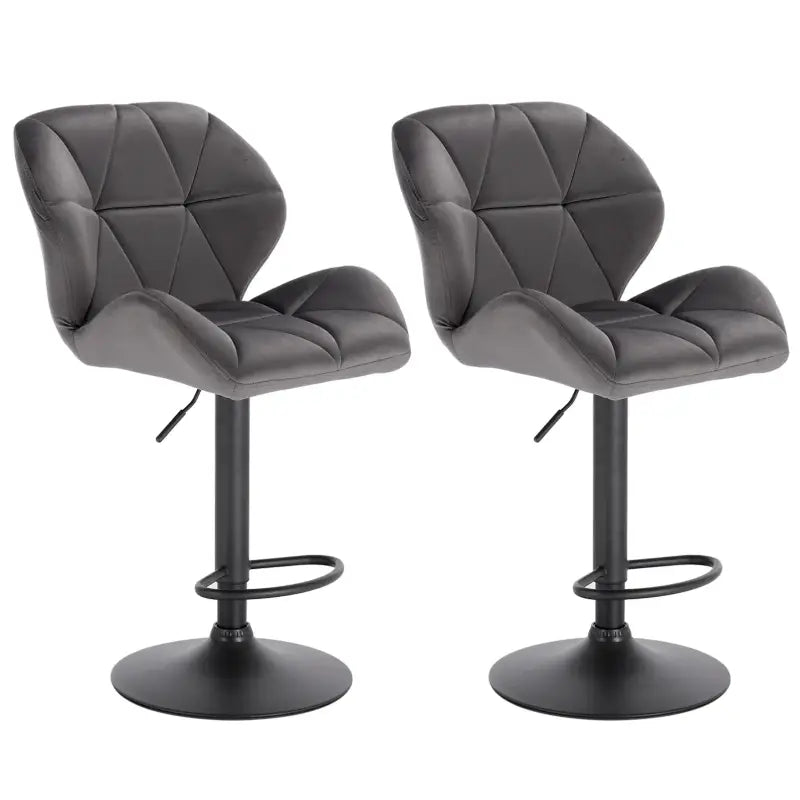 BukkitBow - Luxe Set Barkrukken van Fluweel of Lederen - met Rugleuning en Mini Armleuning - Draaibaar en met Voetensteun - (60 - 82CM Zithoogte)