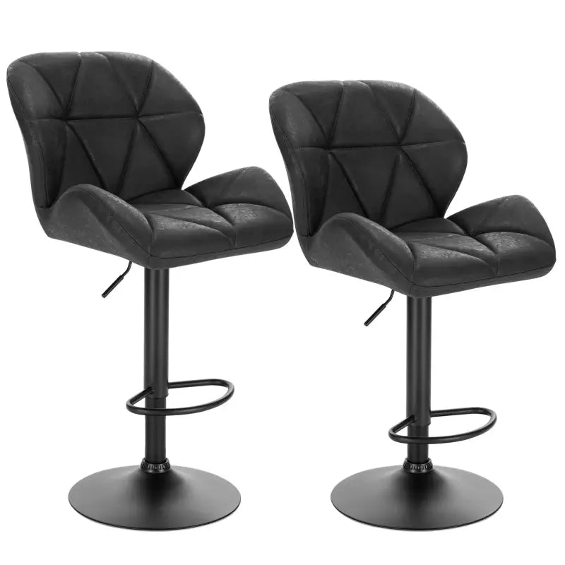 BukkitBow - Luxe Set Barkrukken van Fluweel of Lederen - met Rugleuning en Mini Armleuning - Draaibaar en met Voetensteun - (60 - 82CM Zithoogte)