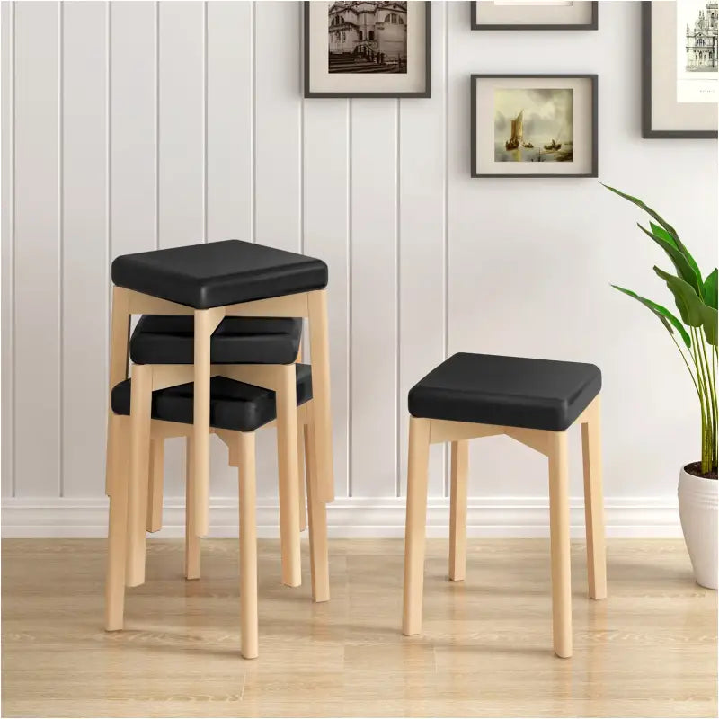 BukkitBow - Massief Beukenhouten Krukken - Stabiele Structuur - Zachte en Comfortabele Seat - Praktisch en Compact - 32.5x32.5x47cm