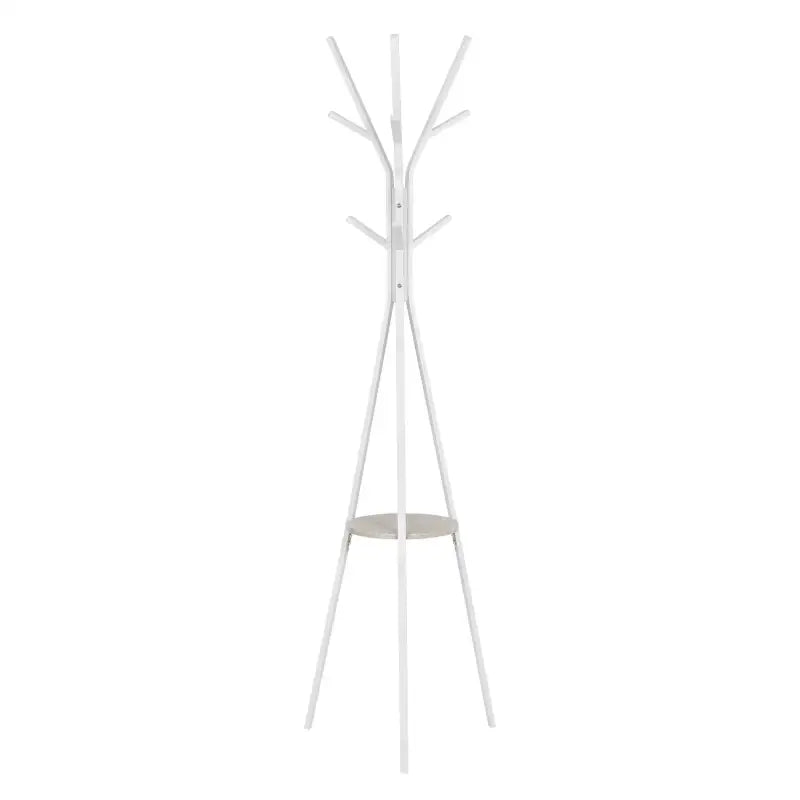 BukkitBow - Metalen Kapstok - Driehoek met Plankje en 9 Haken - Wit (180CM Hoog)