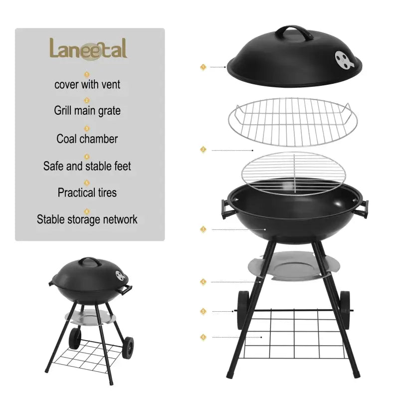 BukkitBow - Mobiele Houtskoolbarbecue - Metaal en Kunststof - 44x73 cm - 41.5 cm Grilloppervlak