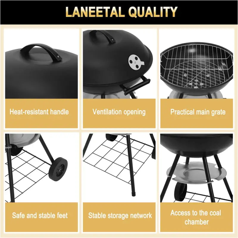 BukkitBow - Mobiele Houtskoolbarbecue - Metaal en Kunststof - 44x73 cm - 41.5 cm Grilloppervlak