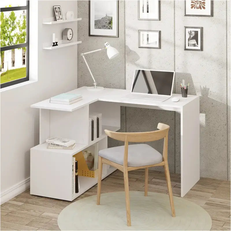 BukkitBow - Modern Bureau met Opbergkast - Wit of Zwart Hoekbureau - Stabiel en Ruim Design - 100x40CM & 80x50cm