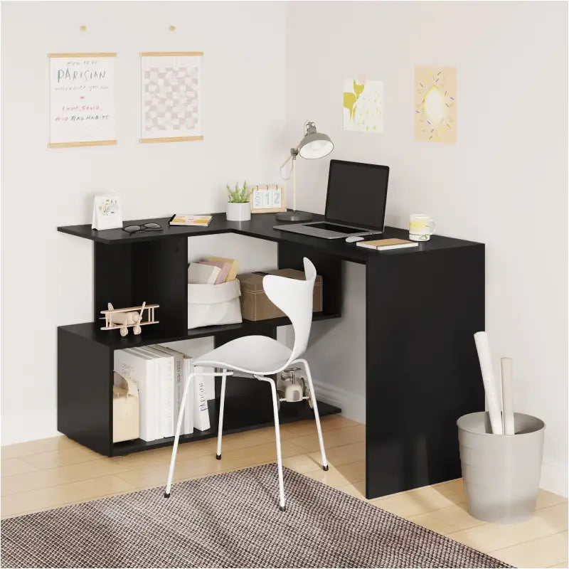 BukkitBow - Modern Bureau met Opbergkast - Wit of Zwart Hoekbureau - Stabiel en Ruim Design - 100x40CM & 80x50cm