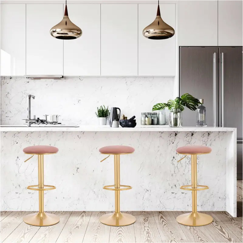 BukkitBow - Moderne Barkruk Fluweel - Met Metalen Frame - Verstelbare Zithoogte - 360° Draaibaar - met Voetensteun - Zithoogte: 61-82CM