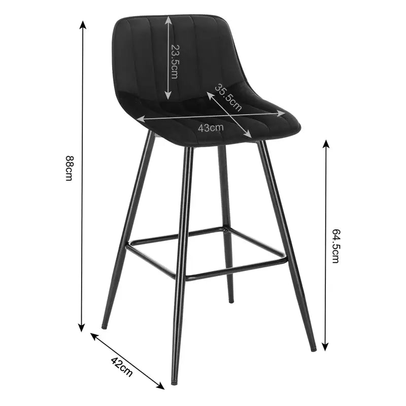 BukkitBow - Moderne Barkruk - Barkruk van Fluweel met Metaal Frame - Ergonomisch met Rugleuning - 100kg Draagvermogen - Zithoogte: 64.5CM