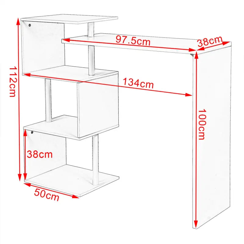 BukkitBow - Moderne Bartafel - Met Vakken - Wit, Zwart of Donkerbruin - Max Capaciteit: 100kg - 97.5x38cm