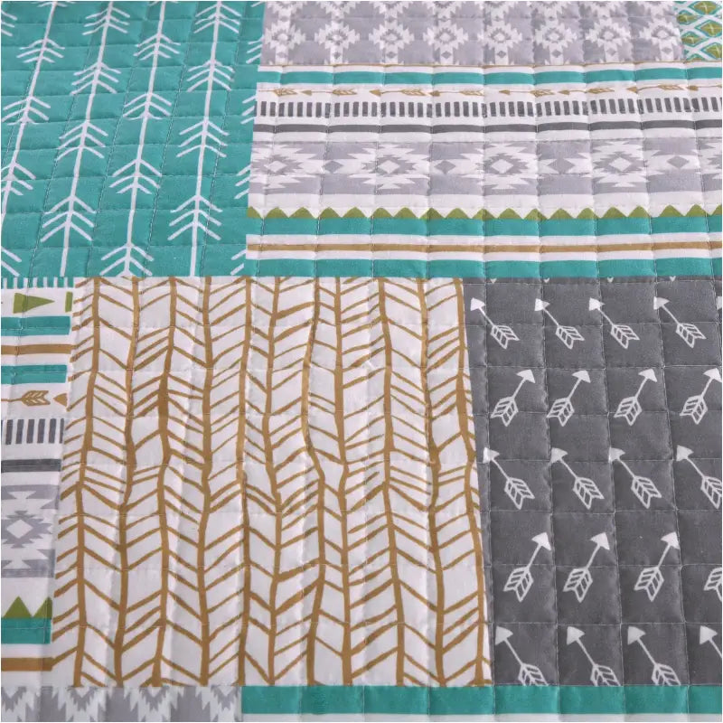 BukkitBow - Moderne Bedsprei - Omkeerbaar - Grijs en Patchwork Patroon - Verschillende Maten
