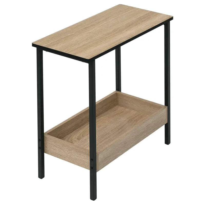 BukkitBow - Moderne Bijzettafel met Dubbele Plank - Ook Geschikt Als Nachtkastje of Wijnrek - Extra Vak voor Boeken of Wijnflessen - 50x55x25cm