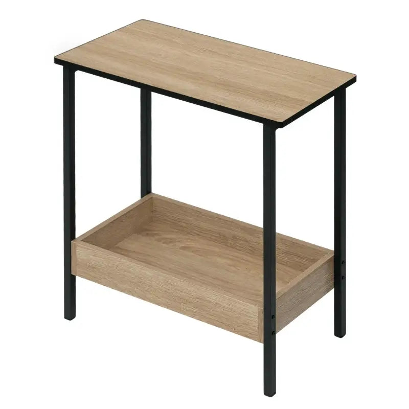 BukkitBow - Moderne Bijzettafel met Dubbele Plank - Ook Geschikt Als Nachtkastje of Wijnrek - Extra Vak voor Boeken of Wijnflessen - 50x55x25cm