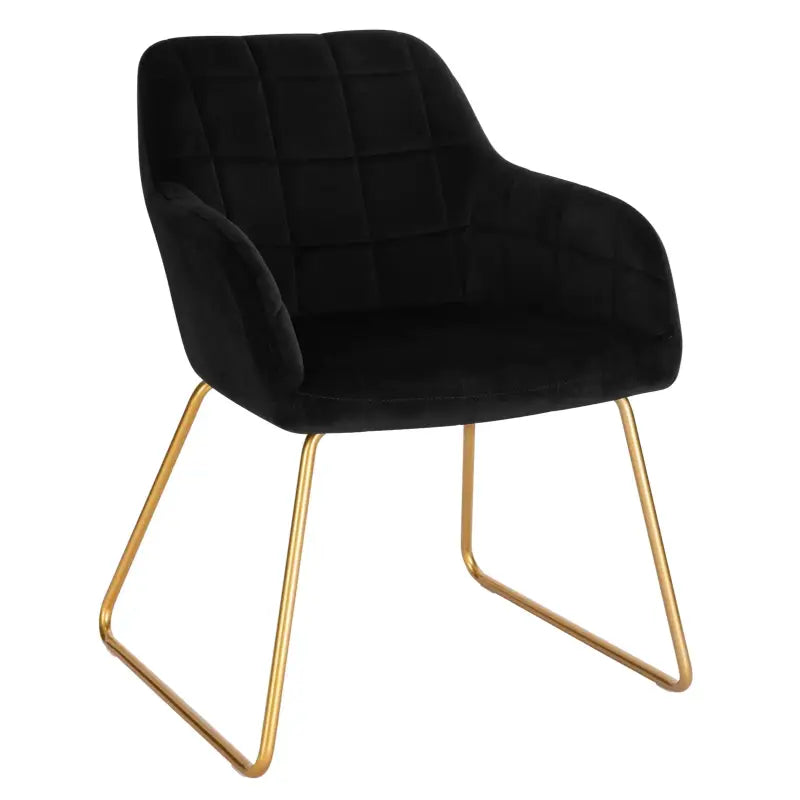 BukkitBow - Moderne Eetkamerstoel van Fluweel met Gouden Metalen Poten - Stijlvol en Comfortabel - Zithoogte: 48.5CM