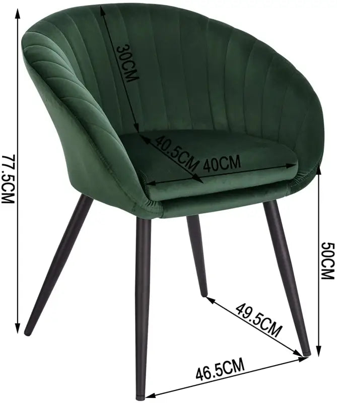 BukkitBow - Moderne Fluwelen Eetkamerstoel met Metalen Poten - Comfortabel en Ergonomisch - Zithoogte: 50CM