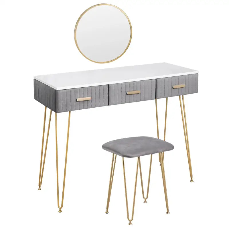 BukkitBow - Moderne Kaptafel / Make Up Tafel - Inclusief Spiegel en Krukje – Voor Kinderen & Volwassenen – 100x40 cm