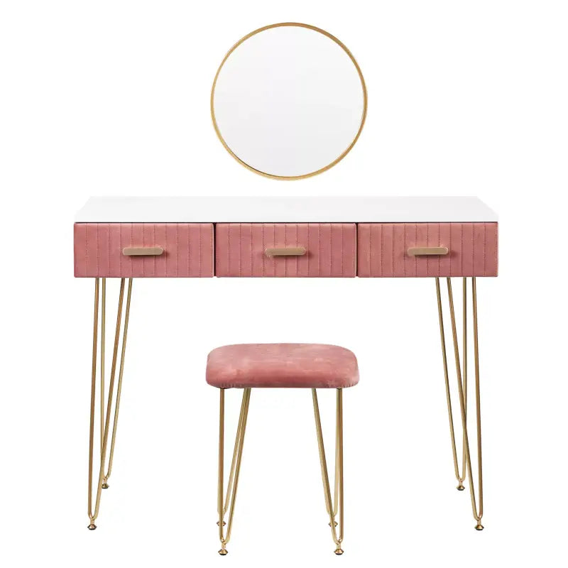 BukkitBow - Moderne Kaptafel / Make Up Tafel - Inclusief Spiegel en Krukje – Voor Kinderen & Volwassenen – 100x40 cm
