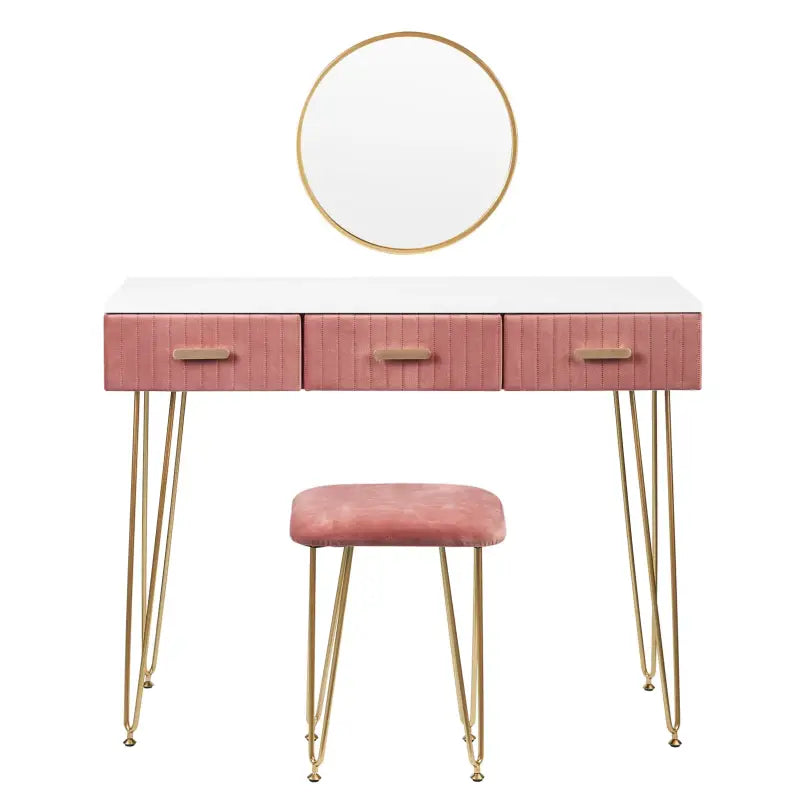 BukkitBow - Moderne Kaptafel / Make Up Tafel - Inclusief Spiegel en Krukje – Voor Kinderen & Volwassenen – 100x40 cm