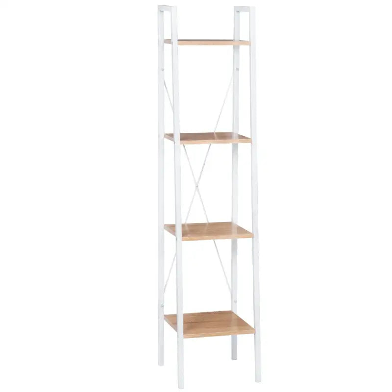 BukkitBow - Moderne Smalle Boekenkast met Metalen Frame en Hout - 4 Planken - Geschikt voor Decoratie in de Woonkamer - 35X34X148CM