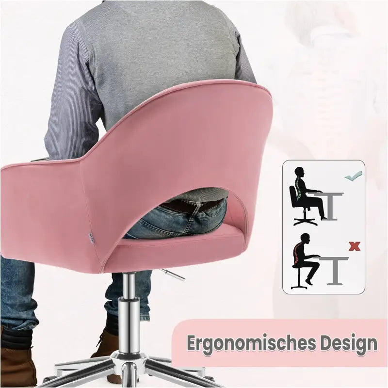 BukkitBow - Moderne Velvet Bureaustoel met Armleuningen - Ergonomisch en In Hoogte Verstelbaar – Fluweel Stof
